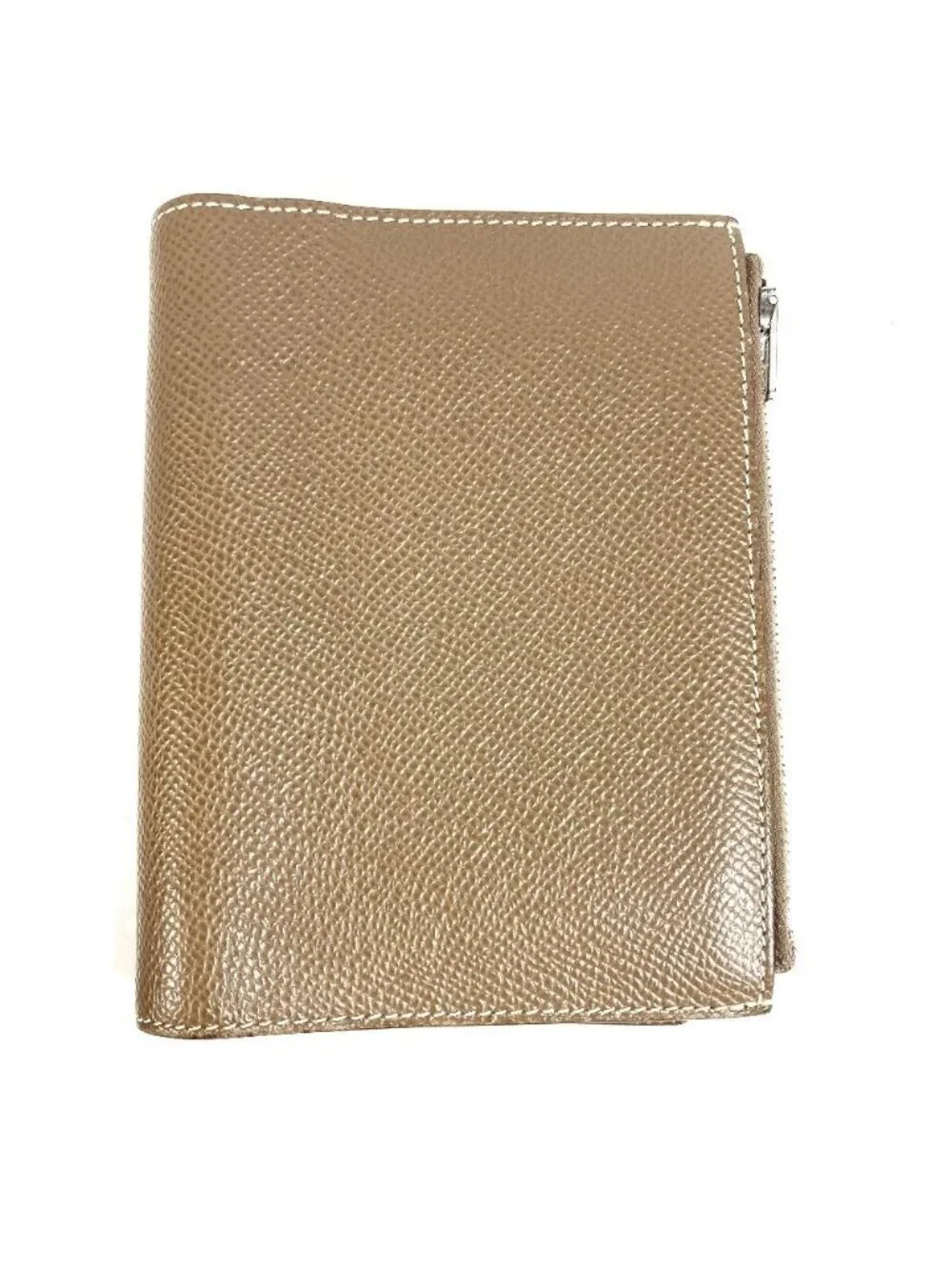 Hermes Notebook Cover EA Zip Leather Etoupe Gray Agenda
